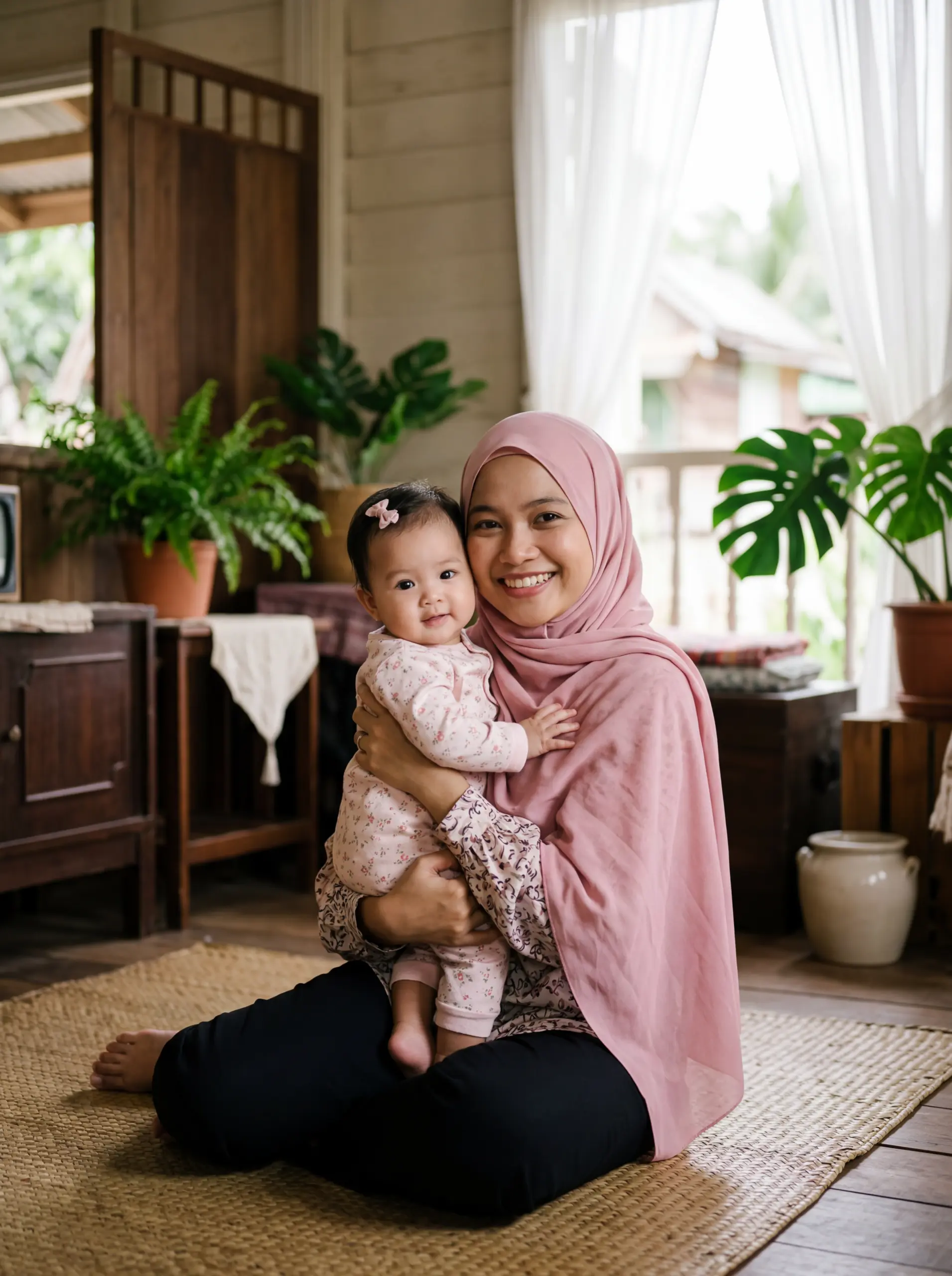 Happy mother with baby